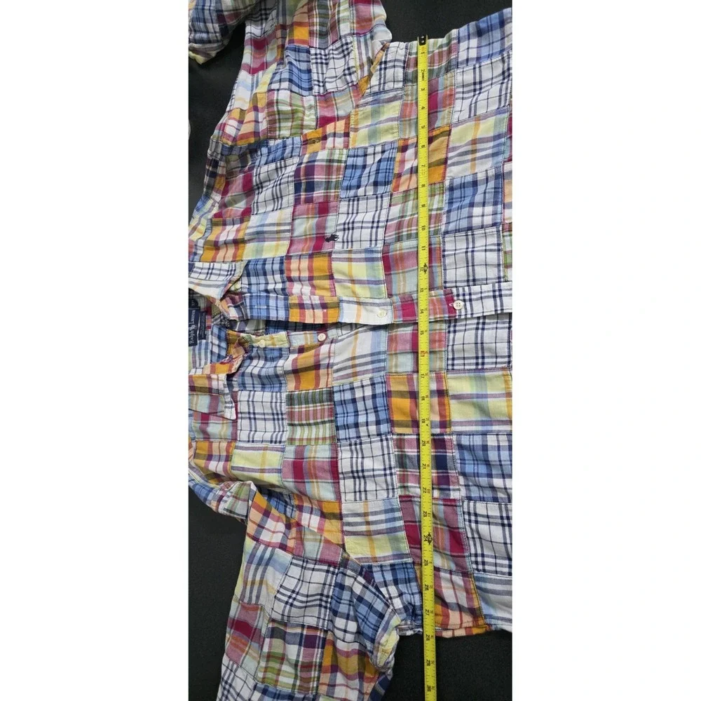 Vintage Polo Ralph Lauren Men's XXL Patchwork‎ Shirt Madras Y2K Casual Vacay EUC